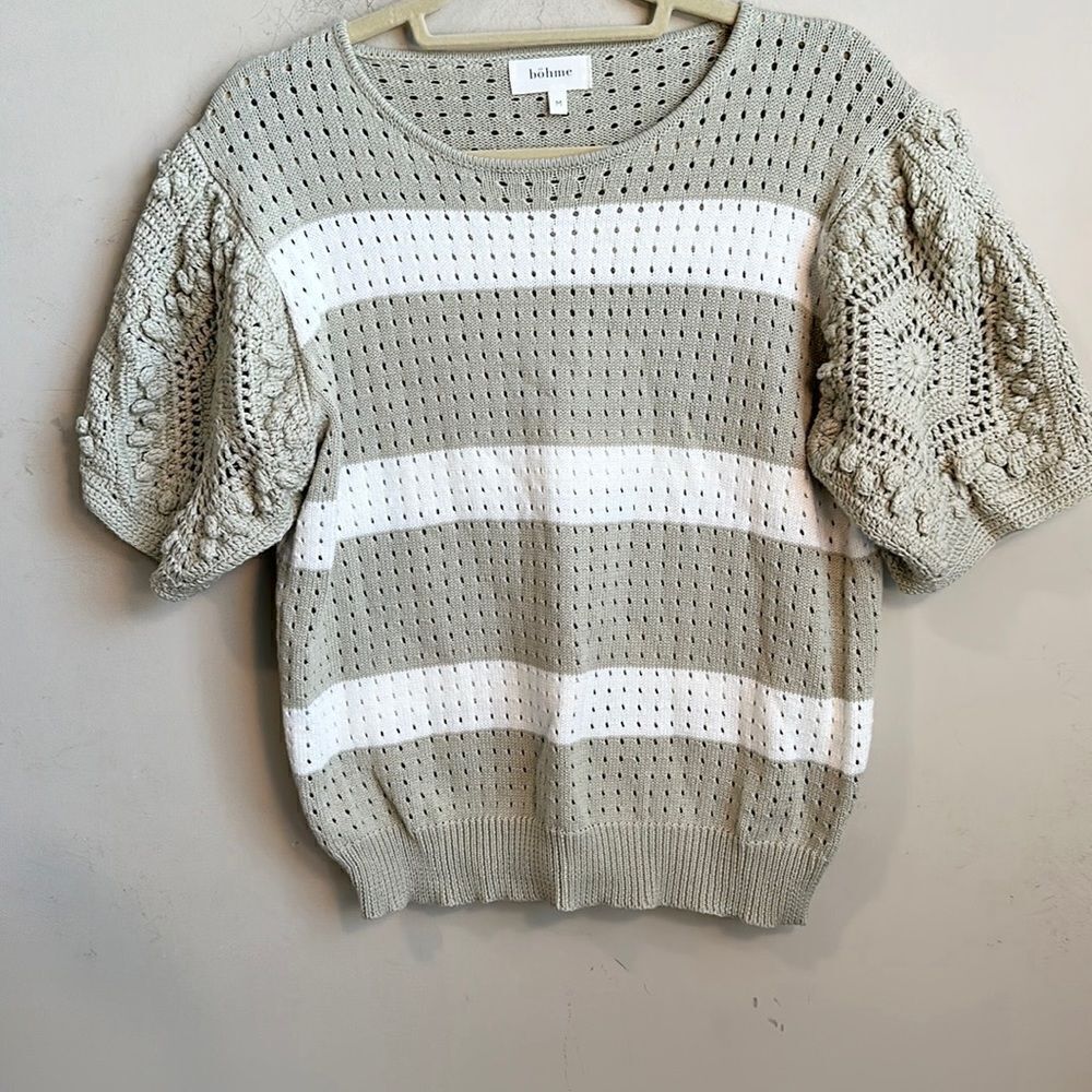 BOHME Knit Short-sleeve Striped Sweater M